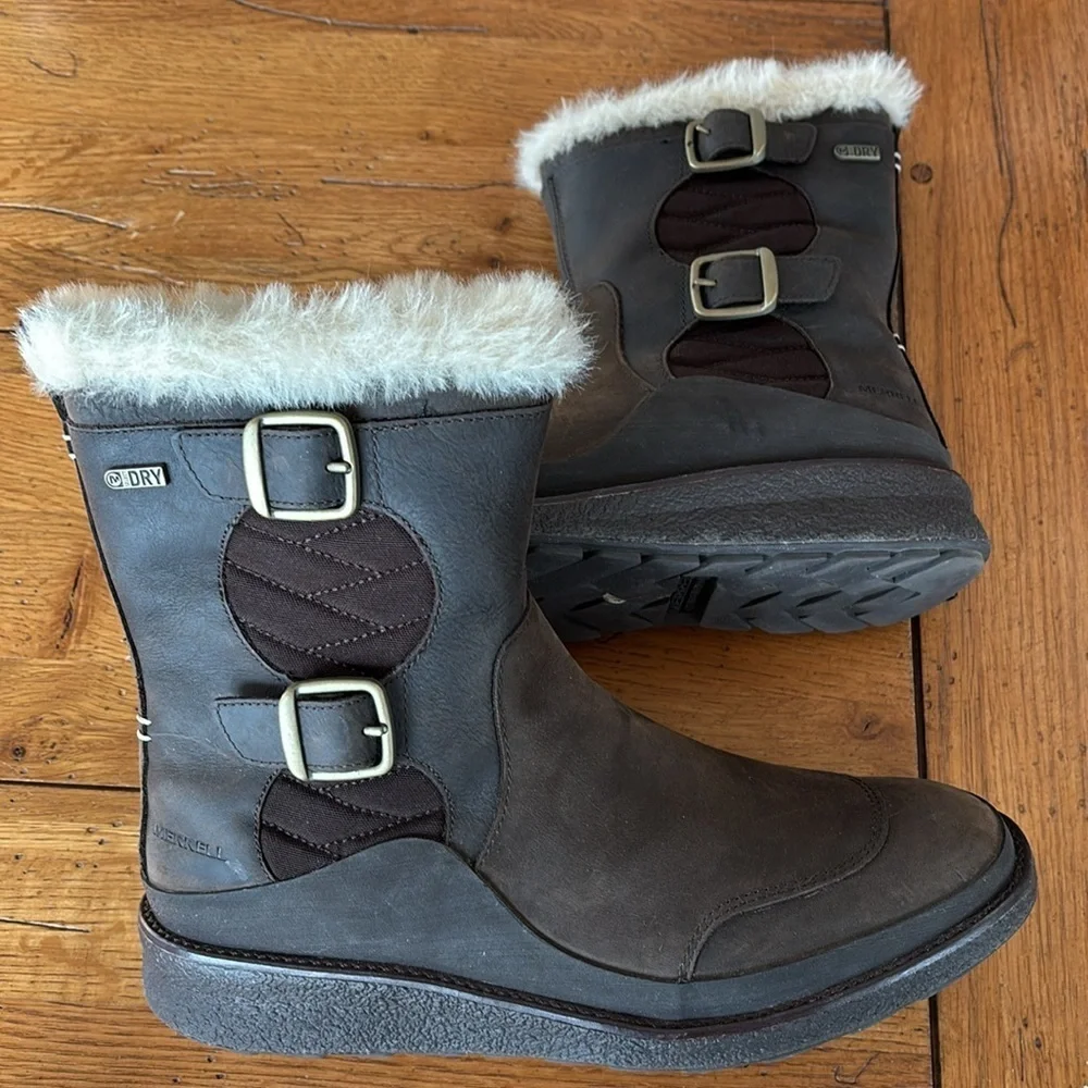 Merrell Women’s Tremblant Ezra Buckle Polar Waterproof Boots Espresso Size 7.5